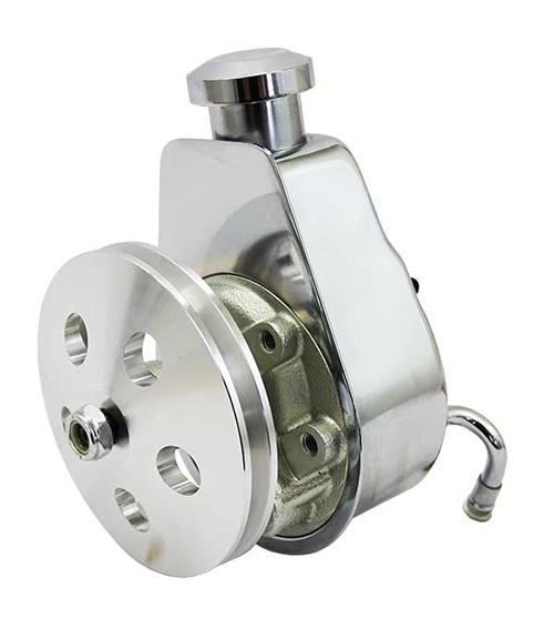 Power Steering Pump, Chrome, Billet Cap, Aluminum Pulley - Saginaw