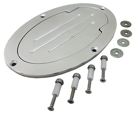 Fuel Tank and Master Cylinder Access Door, Billet Aluminum, Polished, Oval 