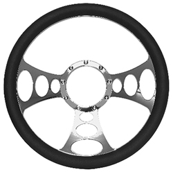 Billet Orbitor Style Steering Wheel Chrome with Black Grip