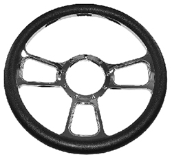 Billet 3 Slot GT Style Steering Wheel Chrome with Black Grip