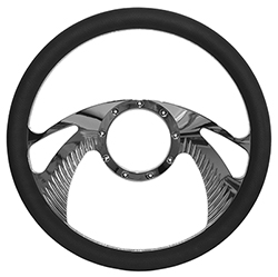 Billet Boomerang Style Steering Wheel Chrome with Black Grip